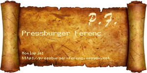 Pressburger Ferenc névjegykártya