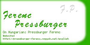 ferenc pressburger business card